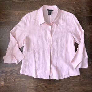 Gorgeous Anne Carson Pale Pink 100% Linen - Bell Sleeve-Large Petite